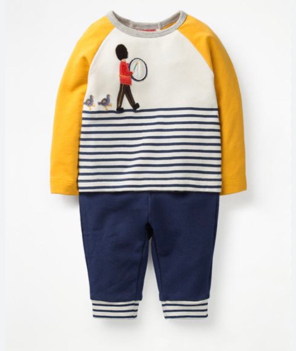 Mini Boden Fun London Themed Appliqué Jersey Playset Outfit-Size 12-18 months